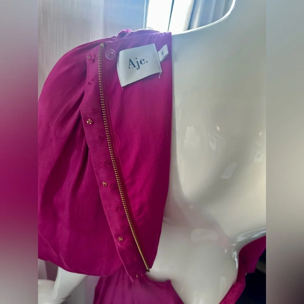 Aje Vanades Pink Cut Out Puff Sleeve Midi Dress 🩷 - Picture 8 of 11